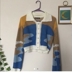 Cropped button up sweater, House of Sunny dupe